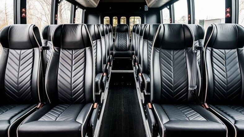 18 passenger minibus inside temple